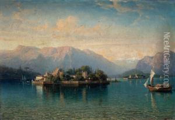 Lago Maggiore, Con Isola Bella Oil Painting - Gustaf-Wilhelm Palm