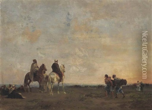 In The Desert Oil Painting - Eugene Fromentin