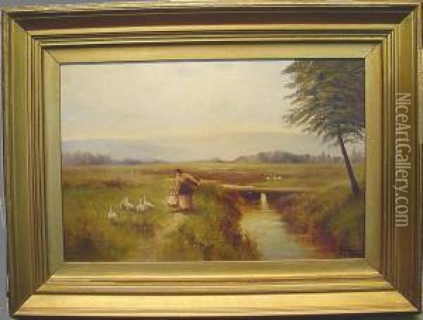 Along A Country Path Oil Painting - John Henry Boel