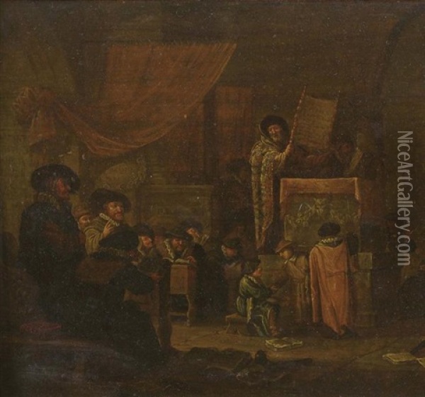 La Lecture Dans La Synagogue Oil Painting - Jacob Jacobsz de Wet the Younger