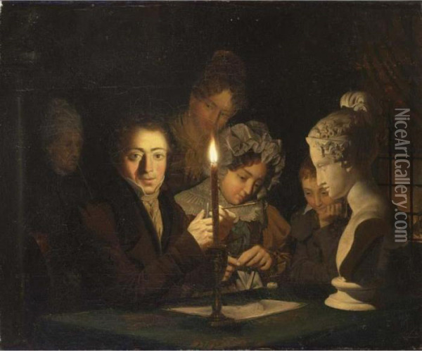 The Drawing Lesson Oil Painting - Petrus van Schendel