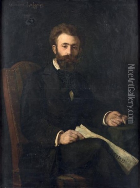 Portrait D'homme Assis Tenant Un Journal Oil Painting - Adolphe Lalire LaLyre