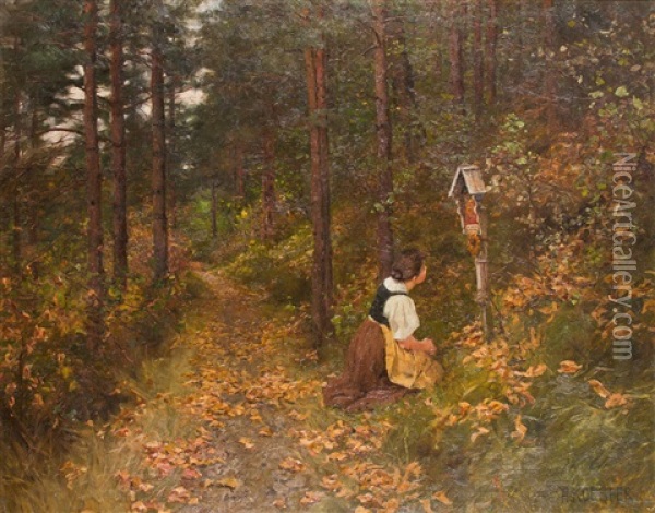 Das Stille Gebet - Herbstlandschaft Bei Klausen Oil Painting - Alexander Max Koester