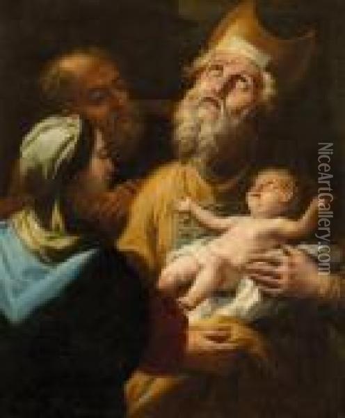 The Holy Family With Saint Simeon Oil Painting - Paolo di Matteis