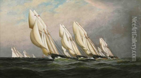 Racing Schooner Oil Painting - Antonio Nicolo Gasparo Jacobsen