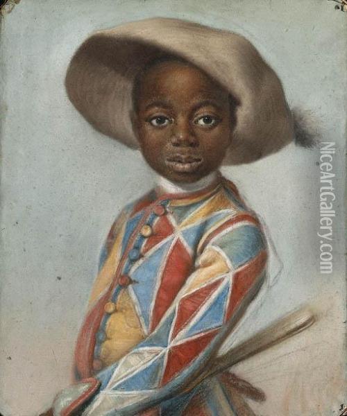 An African Page Dressed As A Harlequin Oil Painting - Louis Vigee