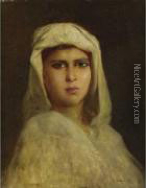 Portrait De Femme Maure Oil Painting - Charles Zacharie Landelle