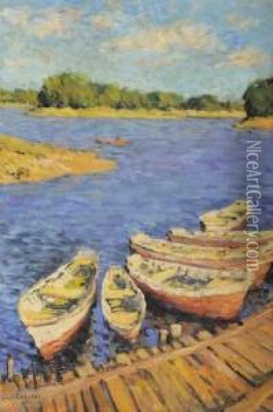 Barques Sur L'etang Oil Painting - Mikhail Nikolaevich Yakovlev