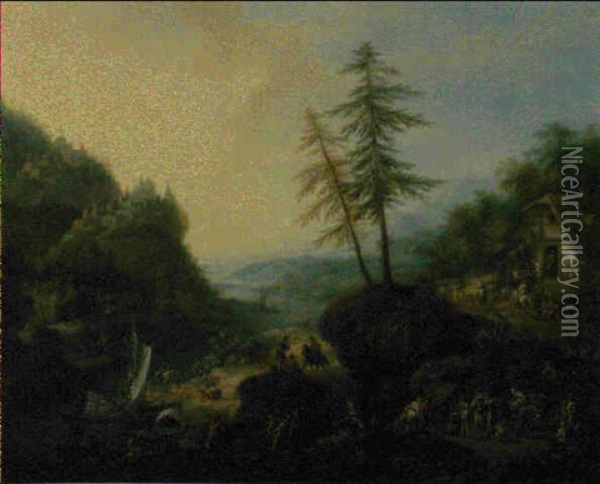 Paysage Panoramique Avec Vue Sur Le Rhin Oil Painting - Robert Griffier