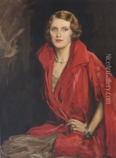 Portrait Of Mrs. James V. Rank Oil Painting - John Lavery