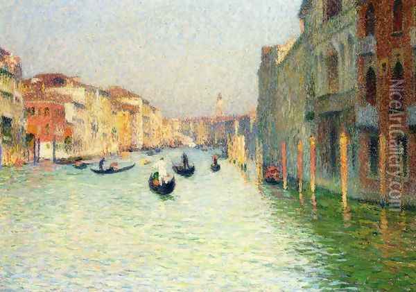 Gondolas in Venice Oil Painting - Henri Martin