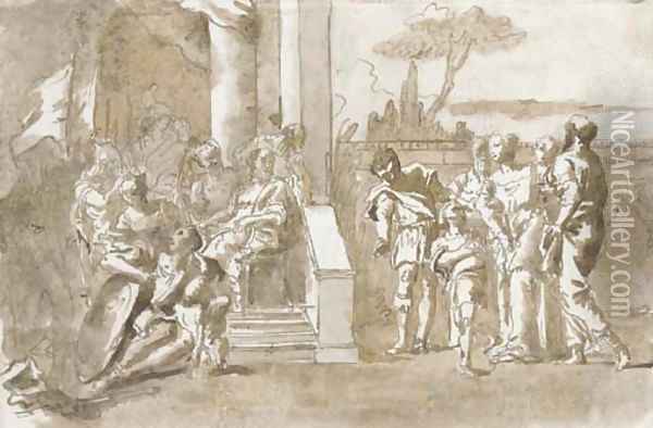 Iphegenia led to the Council of Agamemnon Oil Painting - Giovanni Domenico Tiepolo