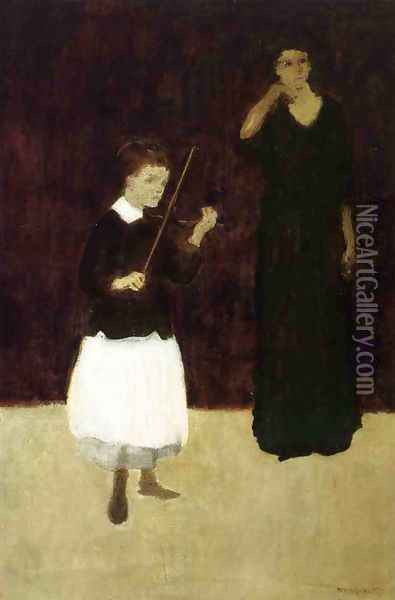 The Violin Lesson Oil Painting - Arthur Bowen Davies