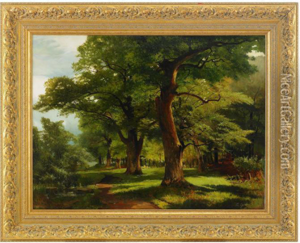 Forest Oil Painting - Vladimir Donatovich Orlovskii
