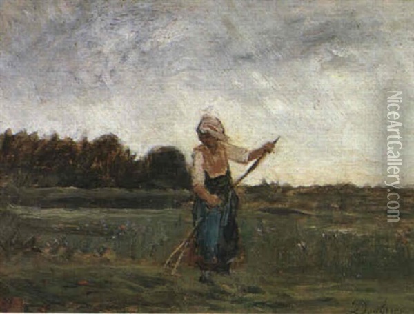 The Haymaker Oil Painting - Charles Francois Daubigny