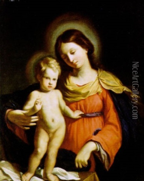 Madonna Col Bambino Oil Painting -  Guercino