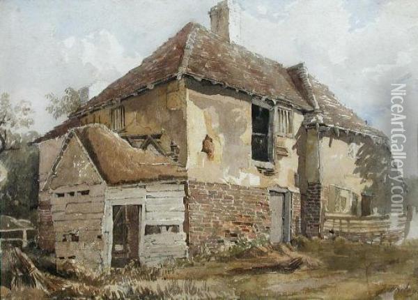 Study Of A Farmhouse Oil Painting - John Varley