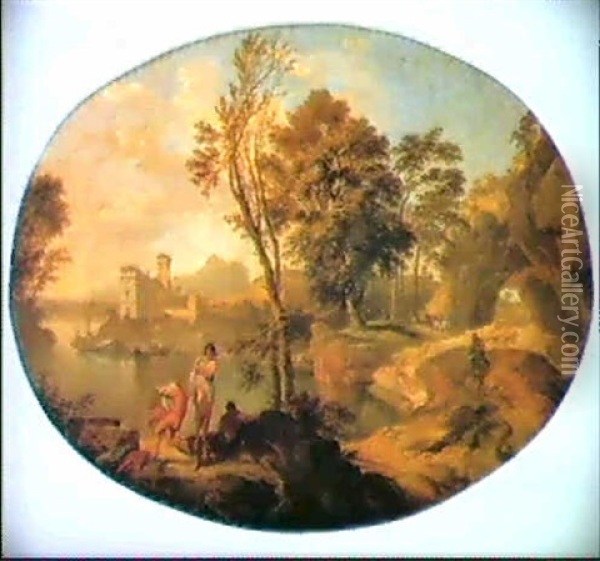 Paysage De Riviere Dans La Campagne Romaine Oil Painting - Paolo Anesi
