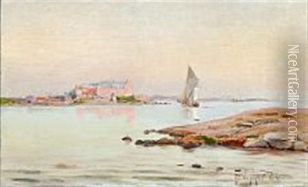 View From Hallands Vaedero Oil Painting - Frederik Julius August Winther