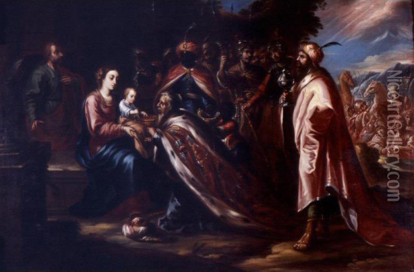 La Adoracion De Los Reyes Magos Oil Painting - Arellano