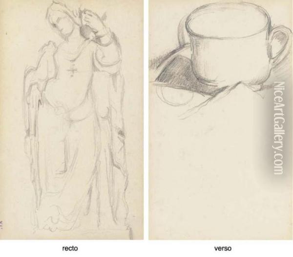 Une Tasse (recto); D'apres Antoine-auguste Preault: Clemence Isaure (verso) Oil Painting - Paul Cezanne