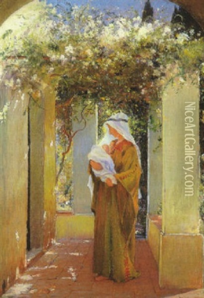 Maternite En Palestine Oil Painting - Frederic Montenard