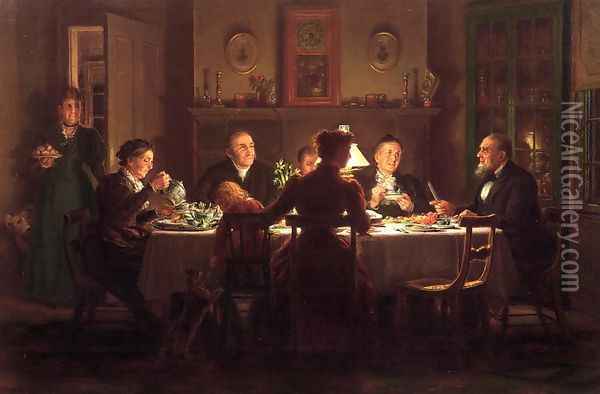 Village Squire Entertaining the New Minister Oil Painting - Edward Lamson Henry