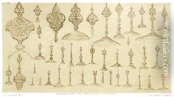 Ornamental knobs shaped as domes and minarets, from 'Art and Industry' Oil Painting - Jean Francois Albanis de Beaumont
