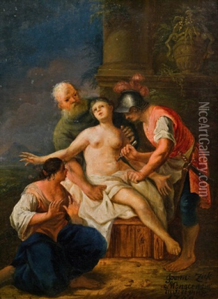 Die Marter Der Heiligen Bibiana Oil Painting - Johann Zick