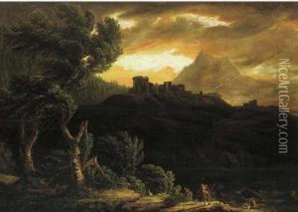 A Mountainous Landscape In A Storm Oil Painting - Pieter the Younger Mulier