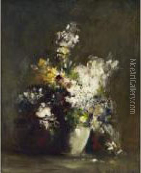  Bouquet De Fleurs  Oil Painting - Victor Louis Vincelet