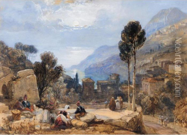 View Of Mount Etna From Taormina, Sicily Oil Painting - William Clarkson Stanfield