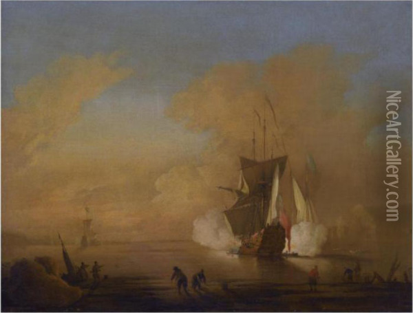 Firing A Salute Oil Painting - Francis Swaine