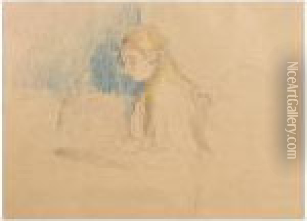 Etude Pour ``jeune Fille Dessinant' Oil Painting - Berthe Morisot