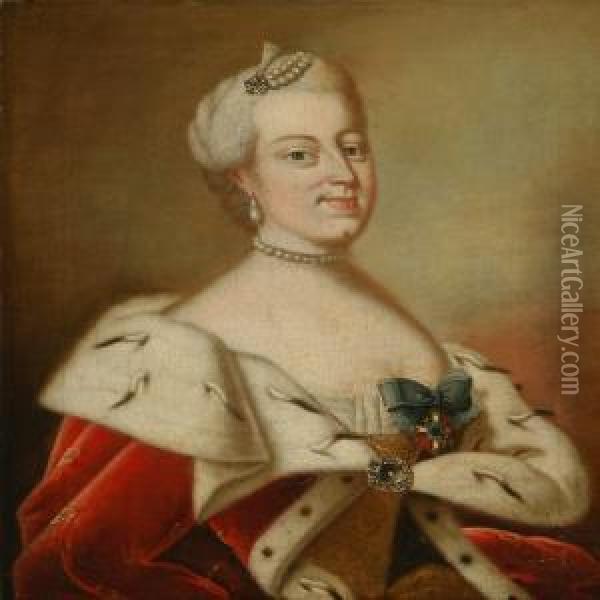 Portrait Of Queenlouise Of Denmark Oil Painting - Peter Wichmann