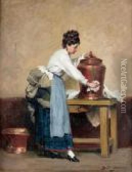 Nettoyage Des Cuivres Oil Painting - Joseph Bail