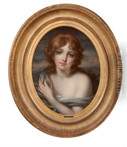 Portrait De Jeune Fille Au Bandeau Oil Painting - Jeanne-Philiberte Ledoux