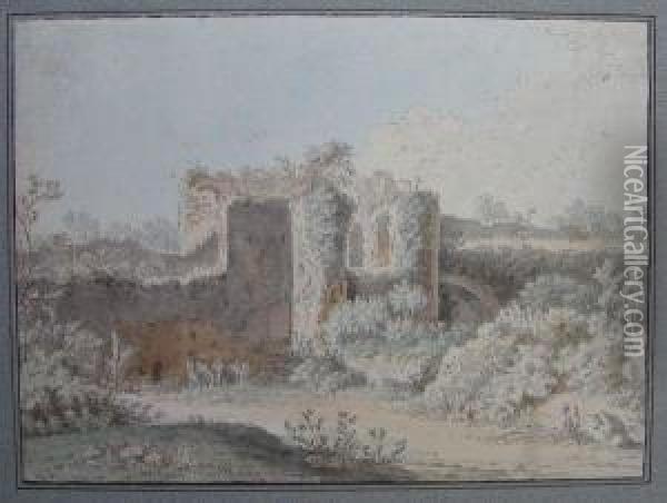 Ruines D'un Chateau Envahi Par La Verdure Oil Painting - Alexis Nicolas Perignon