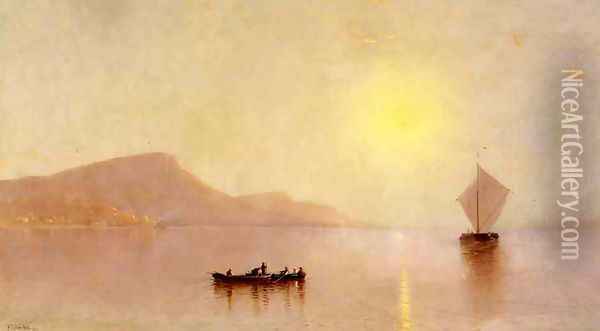 Sunset over the Palisades on the Hudson Oil Painting - Alfred Thompson Bricher