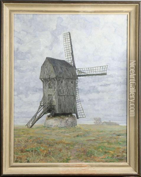 Vaderkvarn Oil Painting - Knut Dahlander