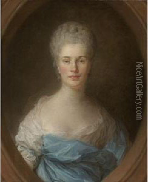 Portrait Of A Woman Oil Painting - Jean-Baptiste Perronneau