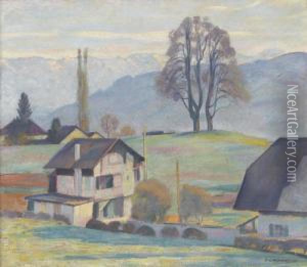 Voralpine Landschaftspartie Mit Bauernhausern Oil Painting - Emil Cardinaux
