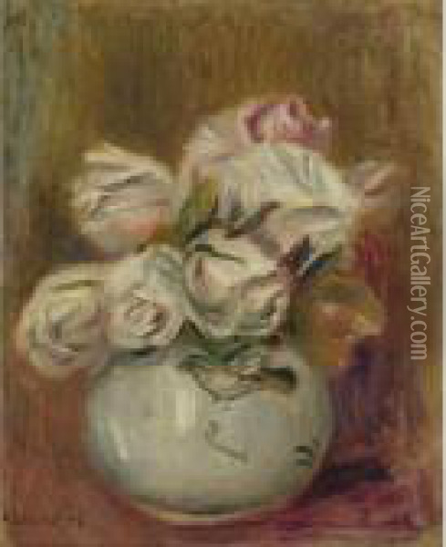 Roses Blanches Oil Painting - Pierre Auguste Renoir