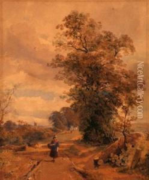 Figure On A Country Path Oil Painting - Richard Pratchett Noble