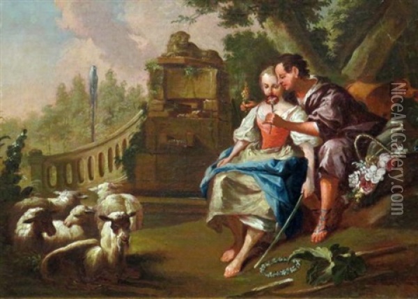 Lovers: Four Oil Painting - Jean-Baptiste Leprince