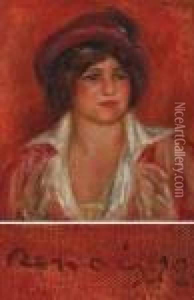 Femme En Rouge Oil Painting - Pierre Auguste Renoir