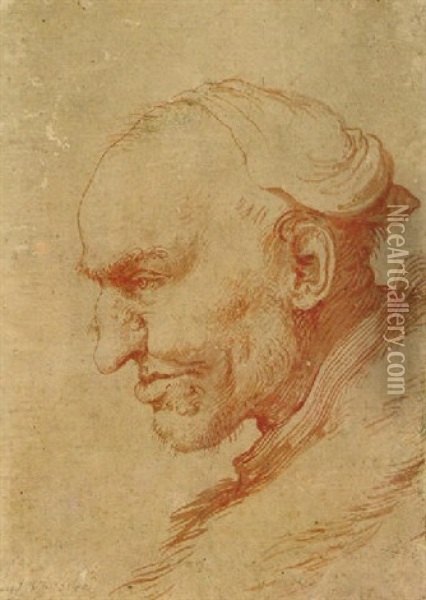 Head Of A Man, Seen In Profile Oil Painting - Jusepe de Ribera