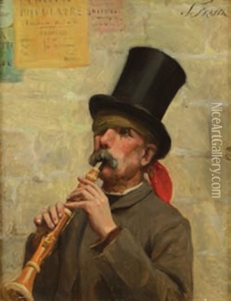 Le Joueur De Clarinette, Borgne Oil Painting - Jose Frappa