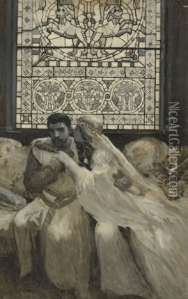 Melissinde Et Bertrand D'allamanon Oil Painting - Luc-Olivier Merson