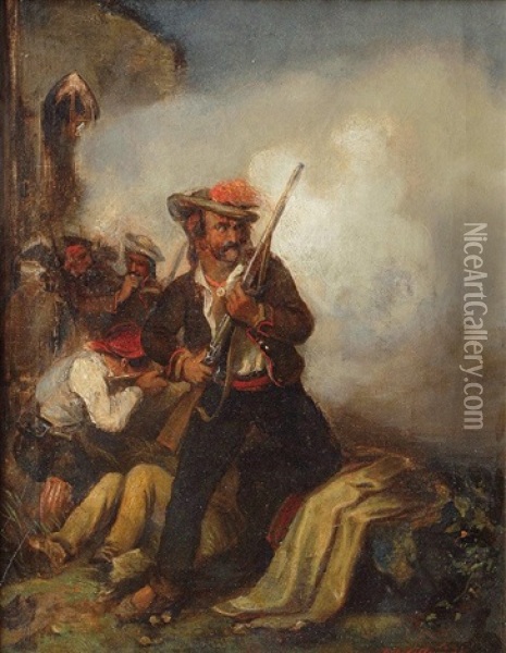 Ungarische Freiheitskampfer Oil Painting - Friedrich L' Allemand